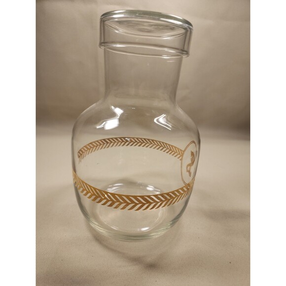 Libbey Decanter Pitcher Gold Laurel Leaf Pattern Monogram "S" Vintage F2 - Picture 2 of 7